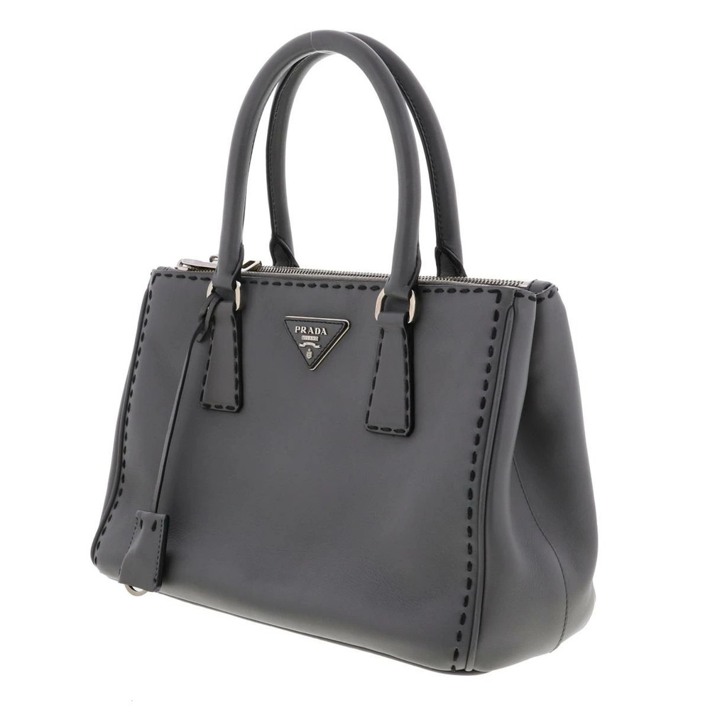 PRADA Leather Tote Bag Shoulder Messenger Gray - Picture 2 of 6